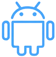a blue icon of android