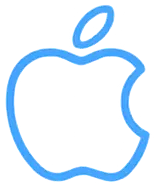 blue icon of apple logo