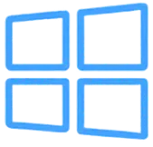 a blue icon of windows operating system